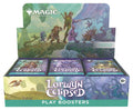 Booster box of fantasy trading card set with dark eclipse artwork and ornate silver lettering on a black background