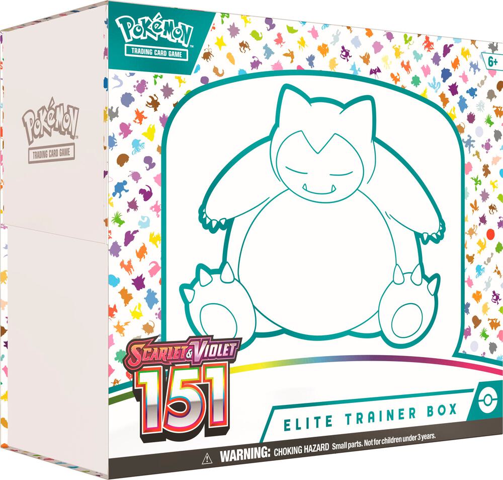 Red and black themed Elite Trainer Box with decorative Mew artwork and storage compartments for cards and accessories