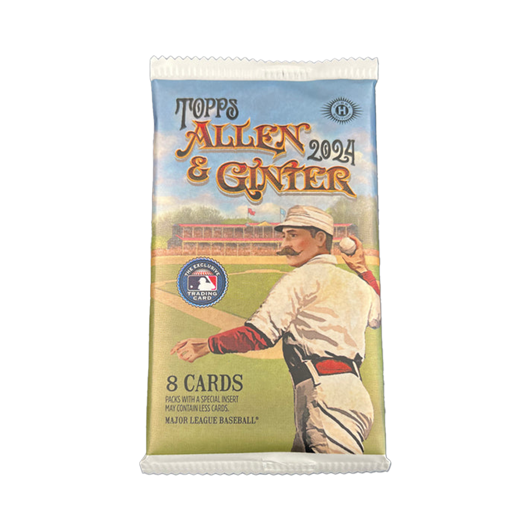 2024 Topps Allen & Ginter baseball hobby pack wrapped in colorful vintage-inspired trading card packaging