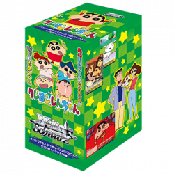Collector booster box featuring colorful Shin-chan crayon artwork and sealed card pack display