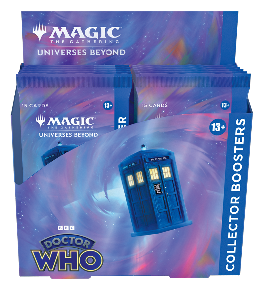 Toreka Altrincham Doctor Who collector booster display box with colorful character art and sealed packaging