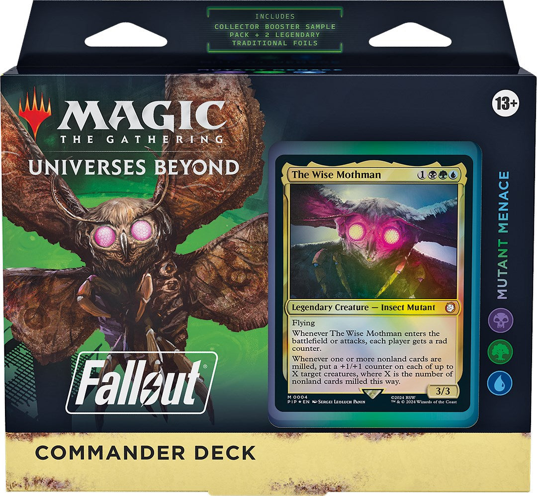 Boxed collectible card game commander deck with post‑apocalyptic mutant artwork and bold title text