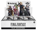 Limited-edition Final Fantasy Play Booster display box featuring Primedexi model artwork and collectible card sleeves