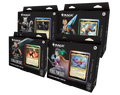 Fantasy commander deck box art featuring a fierce armored warrior summoning dark crystalline magic