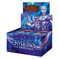 Sealed booster box of Flesh and Blood Omens of the Third Age showing collectible card pack artwork