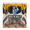 Sealed 2025 Select baseball mega box with colorful team logo artwork and retail packaging on white background.