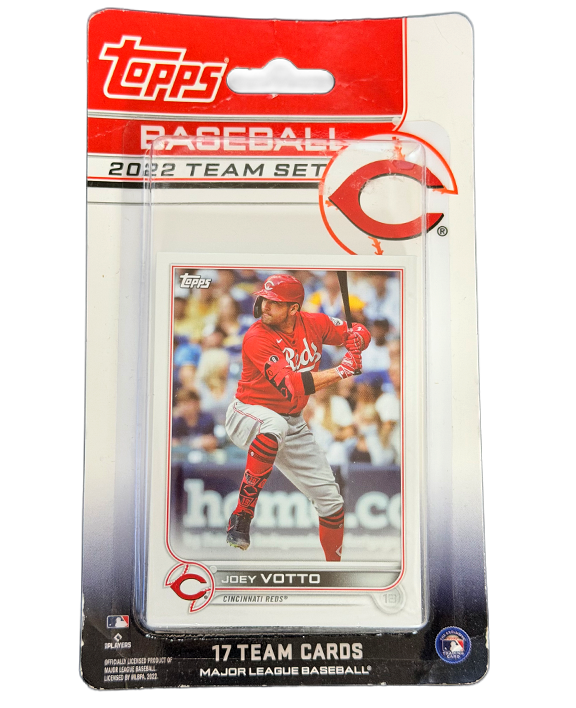 2022 Topps Cincinnati Reds team baseball card set fanned out showing players and team logo