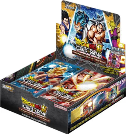 Collector-style booster box with colorful card art and sealed foil packaging displayed at slight angle