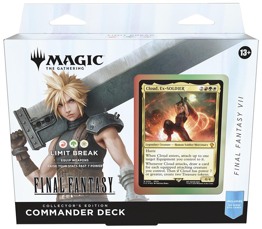Collector’s edition FINAL FANTASY Commander deck box featuring ornate Limit Break VII artwork and character emblem on front