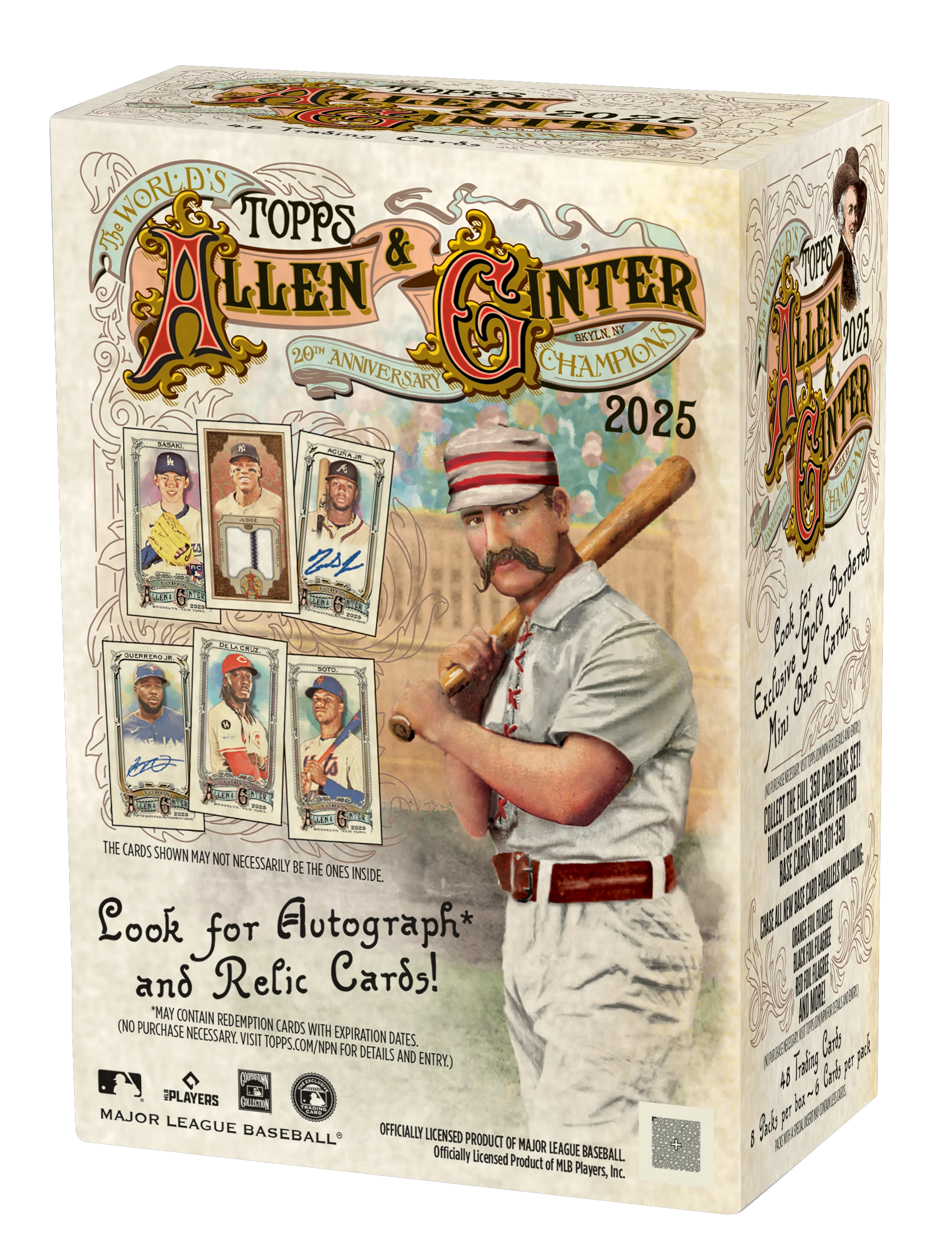 Blaster box of 2025 baseball trading cards with colorful illustrated player artwork on the front