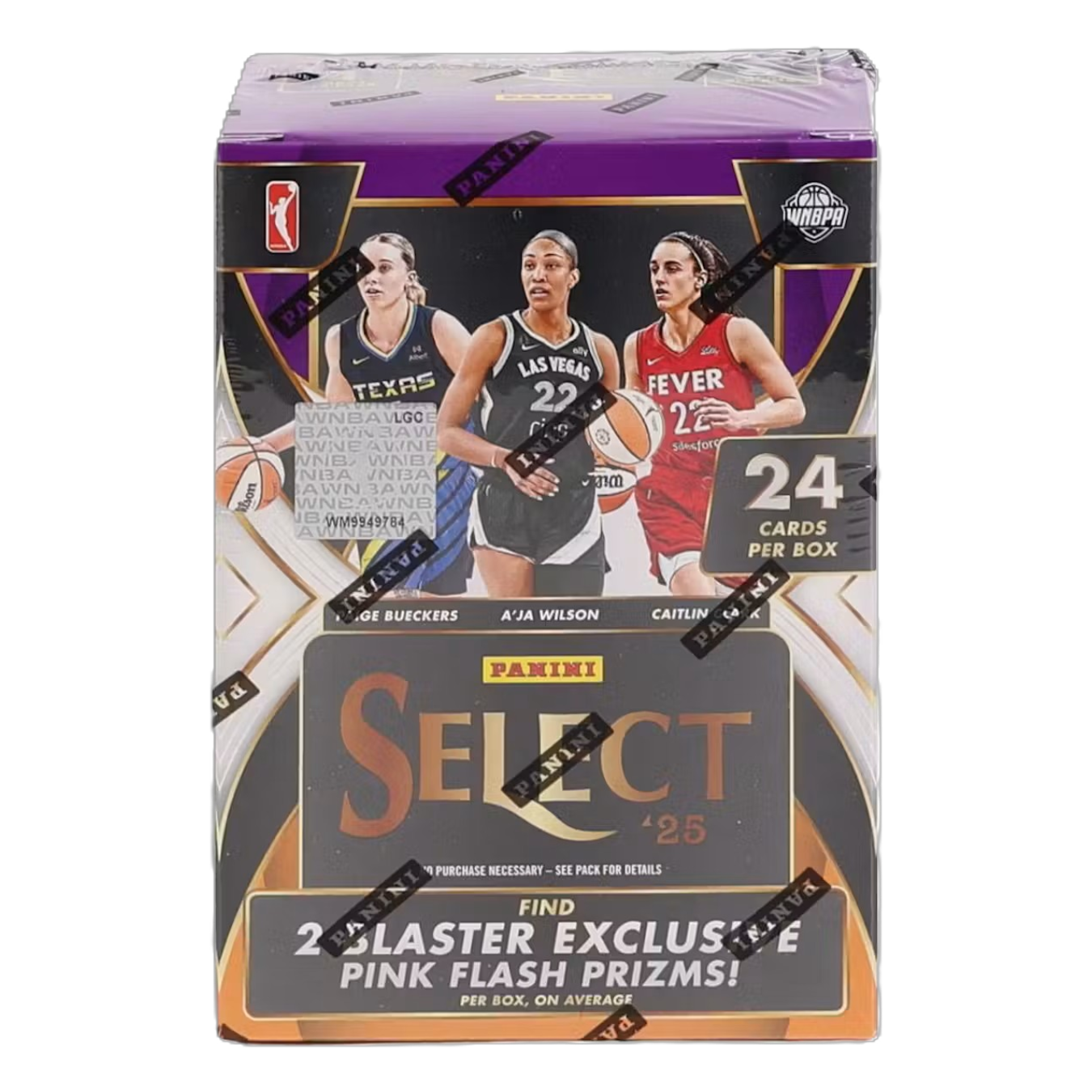 Stacked unopened 2025 basketball trading card blaster boxes with colorful Select design on display