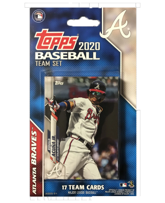 2020 Topps Atlanta Braves team baseball card set fanned out showing players and team logo