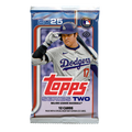 2025 Topps Series 2 baseball hobby pack with colorful rookie card artwork and sealed foil wrapper