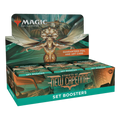 Sealed cardboard box of collectible trading card set booster packs with ornate fantasy artwork
