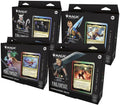 Black display case for trading card commander deck with clear front, foam interior and magnetic closure