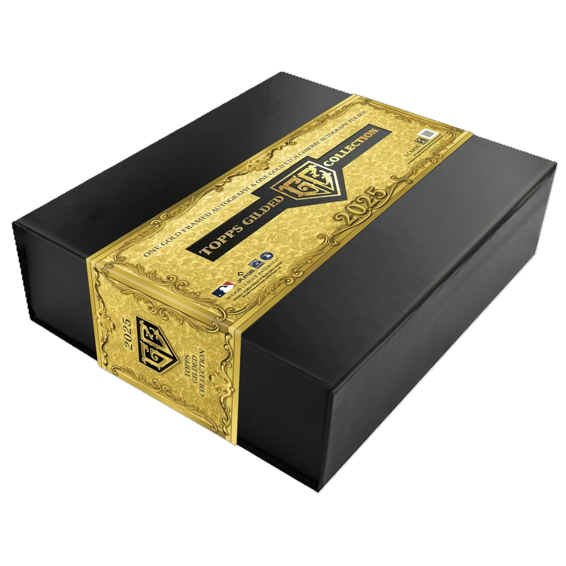 Hobby box of premium 2025 Gilded Collection baseball cards with ornate gold-accented packaging