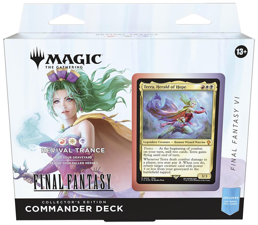 Collector’s edition Revival Trance VI Commander Deck box front art featuring a warrior in ornate armor and ethereal blue energy