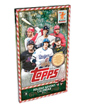 Holiday-themed advent calendar box featuring 25 numbered doors with baseball card artwork and festive decorations