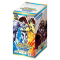Opened Digimon Generation Advanced booster box showing assorted booster packs and colorful Digimon card artwork